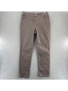 Chicos Jeans Womens 1.5 US 10 Taupe Denim Tapered Leg High Rise Pants Everyday*